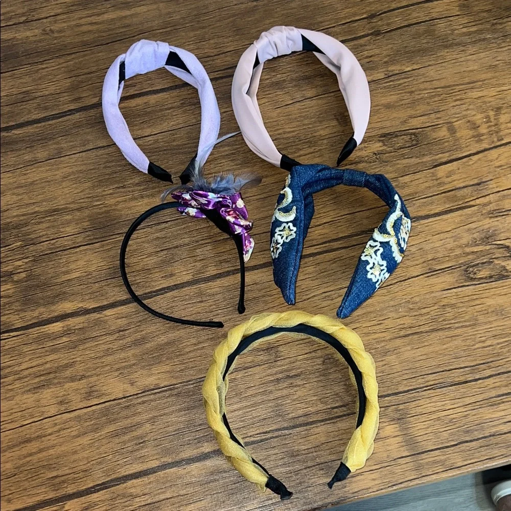 Lot of 5- Stylish Kids Headband Set - Purple, Pink, Blue, Yellow